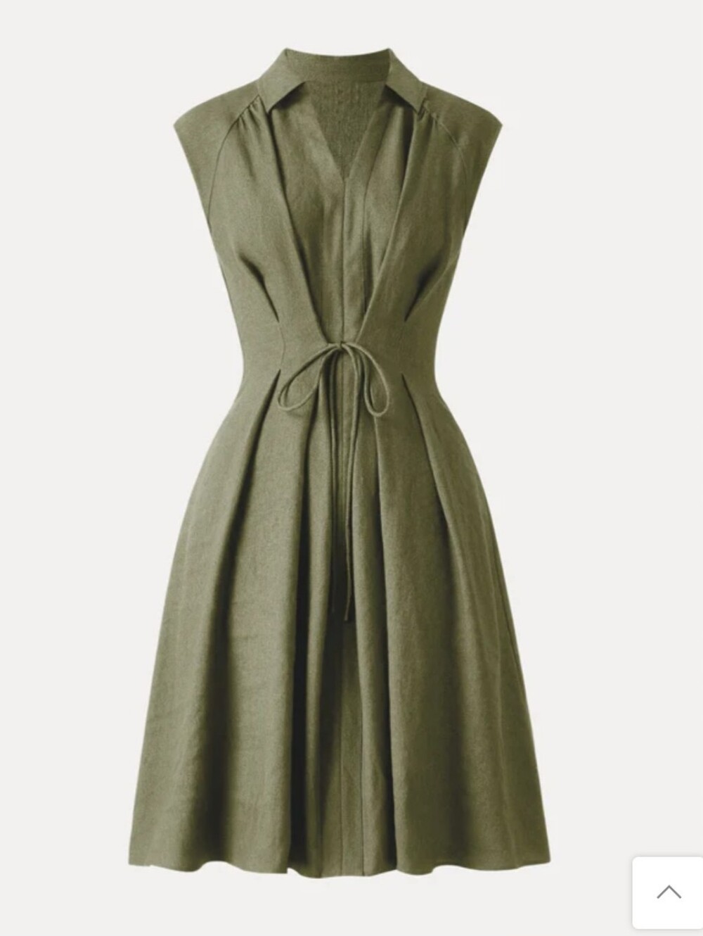 NWT OGL Linen XS Sleeveless Olive Tie-Waist Midi Dress Buisness Casual Old Money